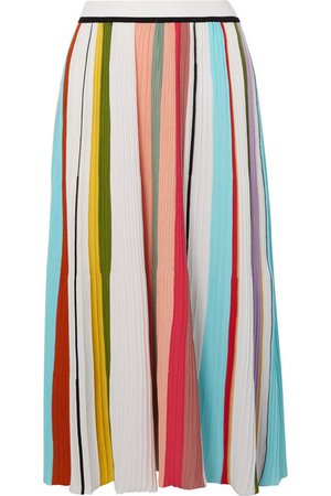 Missoni | Striped ribbed crocheted cotton midi skirt | NET-A-PORTER.COM