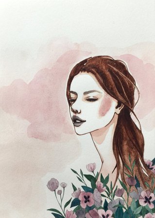 blush floral woman drawings - Google Search