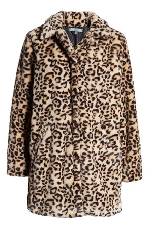 Wit & Wisdom Leopard Print Faux Fur Coat