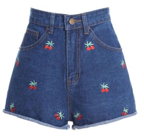 Cherry embroidered Jean shorts