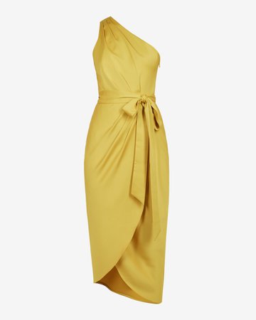 One shoulder drape midi dress - Mid Yellow | Dresses | Ted Baker UK