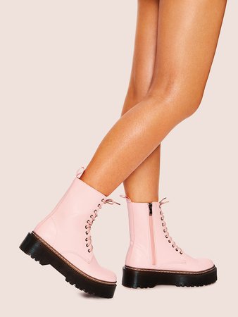 Lace-up & Side Zipper Boots | SHEIN