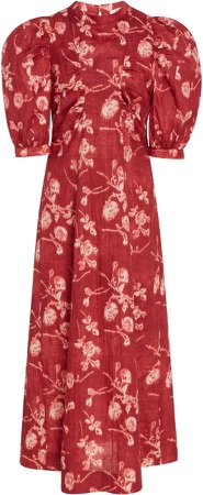 Monet Floral-Print Cotton-Poplin Midi Dress