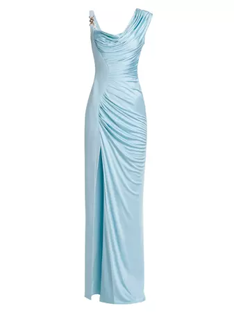 Shop Versace Draped Cowlneck Column Gown | Saks Fifth Avenue