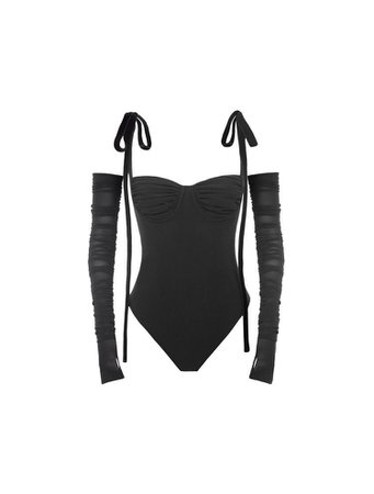 EXCLUSIVE SULTRY GLOVE BODYSUIT BLACK