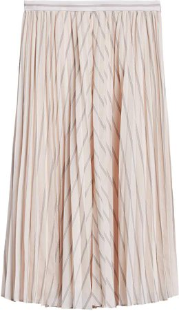 Petite Soft Satin Pleated Midi Skirt