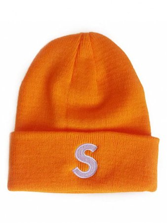 2018 Letter S Flanging Knitted Slouch Beanie In PUMPKIN ORANGE | ZAFUL
