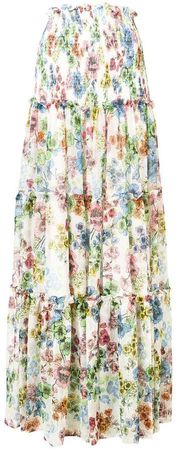 floral print tiered maxi skirt