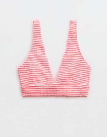 Aerie Crinkle Stripe Longline Plunge Bikini Top