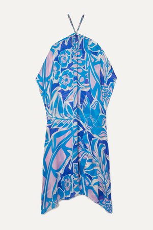 Emilio Pucci | Samoa chain-embellished floral-print silk-georgette maxi dress | NET-A-PORTER.COM