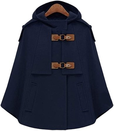 Amazon.com: CHARTOU Women's Cute Batwing-Sleeve Hooded Wool Baggy Poncho Cape Cardigans Outwear (X-Large, Blue): Clothing