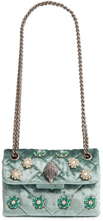 Mini Kensington Embellished Velvet Crossbody Bag