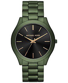 Michael Kors Men's Slim Runway Black Stainless Steel Bracelet Watch 44mm & Reviews - Watches - Jewelry & Watches - Macy's