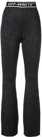 knitted high-rise flared trousers