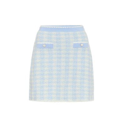 Miu Miu Houndstooth Wool-Blend Miniskirt