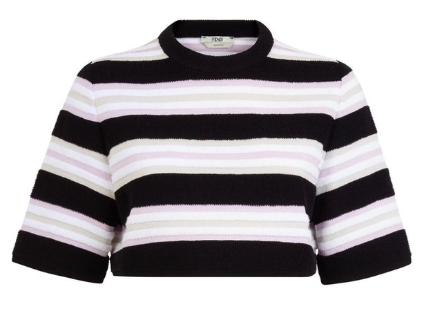 Fendi Stripe Print Cropped Sweatshirt