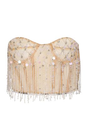 Fully Embroidered Tulle Top With Pendant By Des Phemmes | Moda Operandi