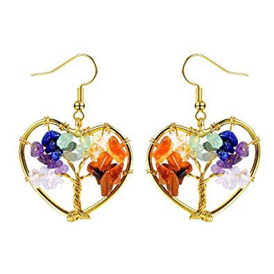 chakra heart earrings