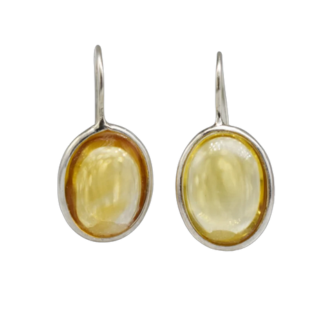 Exquisite Citrine| 925 sterling silver| Hook Earrings| Oval shaped Studs| November birthstone|