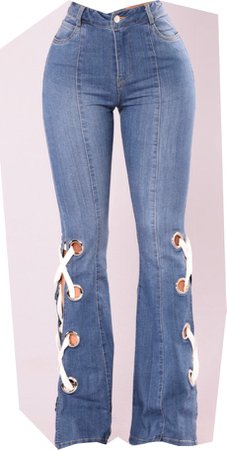 flare lace up jeans