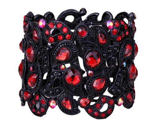 red black gothic bracelet cuff