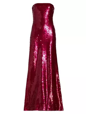 Shop Monique Lhuillier Strapless Sequin Column Gown | Saks Fifth Avenue