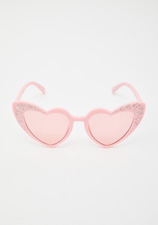 Festival Rhinestone Oversized Heart Sunglasses - Pink | Dolls Kill