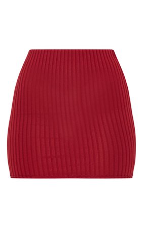 Burgundy Rib Mini Skirt | Skirts | PrettyLittleThing