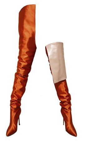 Vetements x Manolo Blahnik satin boots in orange