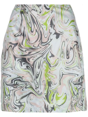Maisie Wilen Call Me marble print mini skirt with Express Delivery - Farfetch