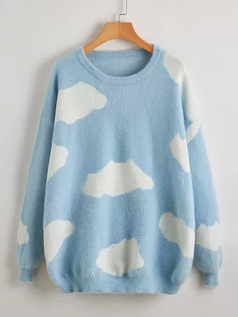 Cloud Fuzzy Sweater | ROMWE
