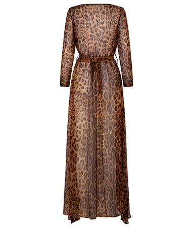 Semi sheer, slinky leopard silk kimono maxi dress - 'Rafaela' Dress – Rat & Boa AUS