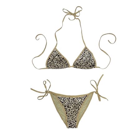 blumarine cheetah / leopard print bikini with gold monogram print