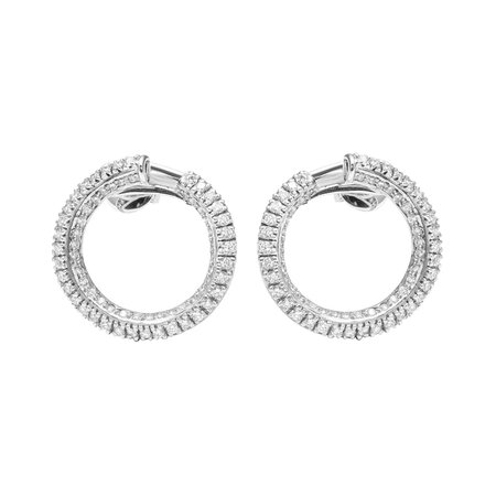 18 Karat White Gold Spiral Diamond Cocktail Earrings For Sale at 1stDibs