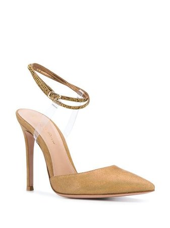 Shop gold Gianvito Rossi pointed heel pumps with Express Delivery - Farfetch