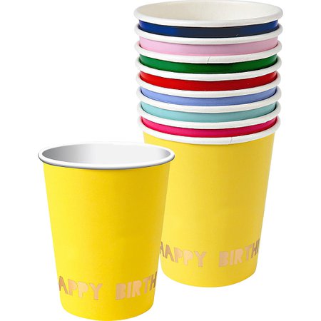 Assorted Color Metallic Happy Birthday Cups 8ct | Party City Canada