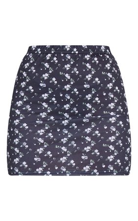 Black Floral Basic Printed Mini Skirt | PrettyLittleThing USA