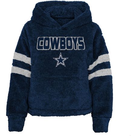 Girls Youth Navy Dallas Cowboys Huddle Up Sherpa Pullover Hoodie