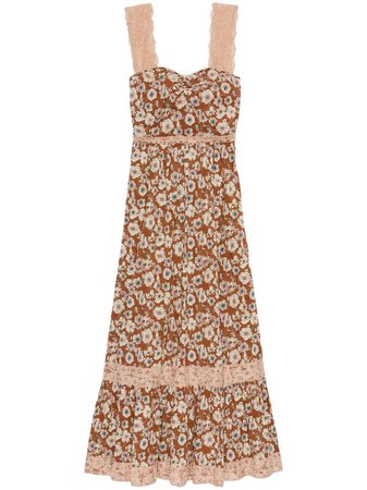 Gucci floral-print Tiered Dress - Farfetch
