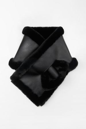 DOUBLE FACED FAUX LEATHER SCARF - Black | ZARA United States
