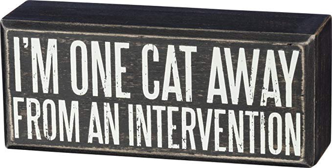 Primitives by Kathy Box Sign — I'm One Cat Away from an Intervention — 6" x 2.5": Home & Kitchen