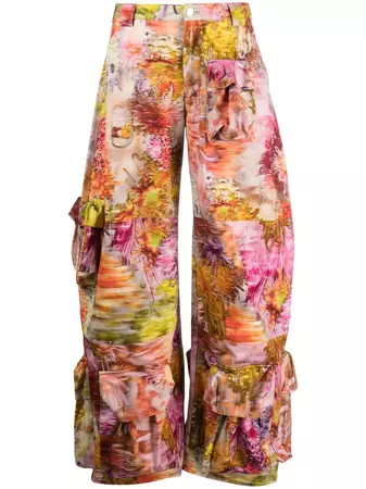 Collina Strada floral-print cargo-pocket Trousers - Farfetch