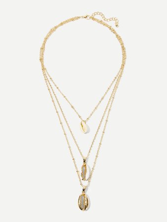 Shell Pendant Layered Chain Necklace 1pc | SHEIN