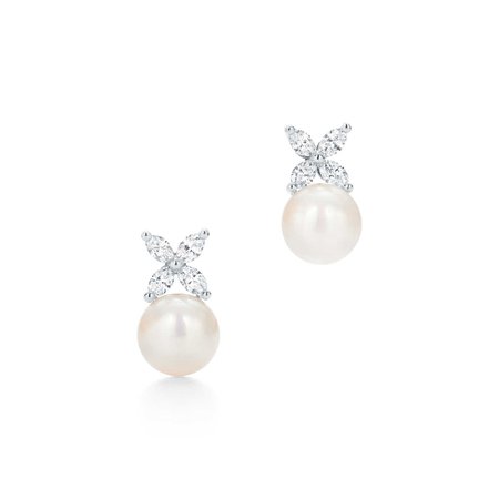 Tiffany Victoria® earrings in platinum with freshwater pearls and diamonds