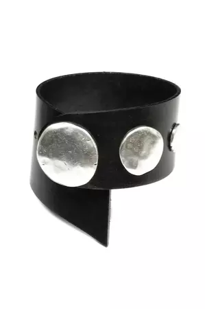 Buy Silver Black Faux Leather Cuff Bracelet at Social Butterfly Collection for only Rp 661.000,00