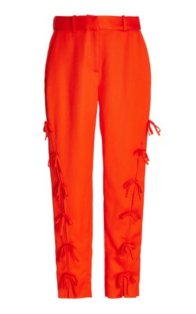 Indiana Bow-Embellished Satin Skinny Pants By Hellessy | Moda Operandi