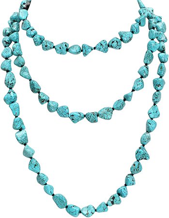 Amazon.com: Turquoise Beads Endless Necklace Long Knotted Stone Multi-Strand Layer Necklaces Handmade Jewelry 59": Clothing