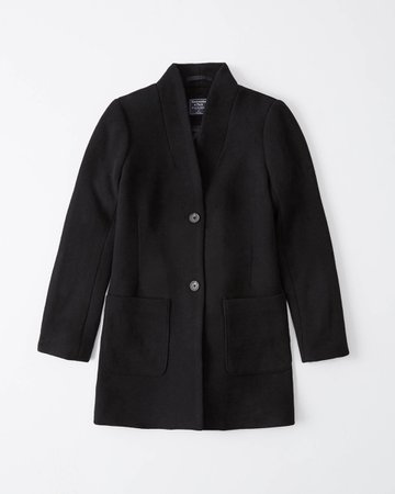 Womens Collarless Wool-Blend Coat | Womens Coats & Jackets | Abercrombie.com