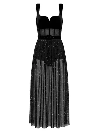 Shop Rebecca Vallance Lilah Crystal-Embellished Midi-Dress | Saks Fifth Avenue