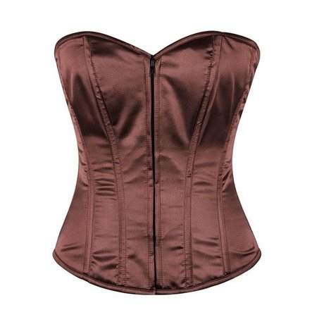 *clipped by @luci-her* Lavish Brown Sweetheart Front Zipper Corset | RebelsMarket